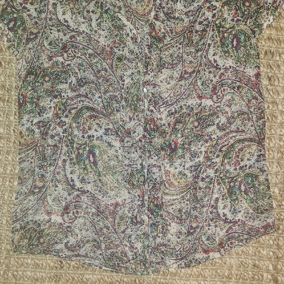 LOFT Paisley Button Down Shirt - Green and Purple - Picture 5 of 10